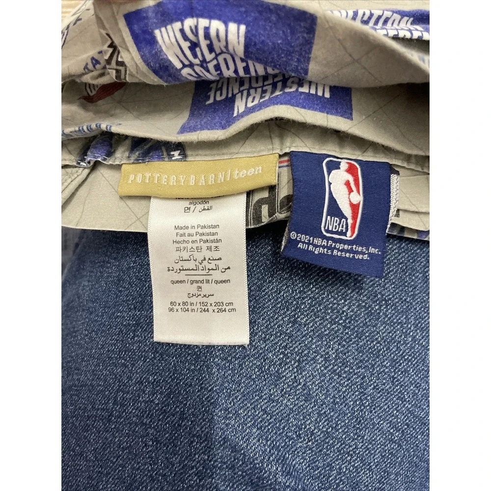 Pottery Barn Teen NBA Western Conference Basketball Logo Flat Sheet Gray Queen